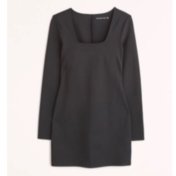 Abercrombie & Fitch Women Split Cuff Ponte Squareneck long sleeve mini dress M! - Picture 1 of 10